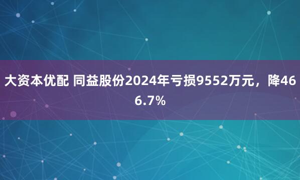 大资本优配 同益股份2024年亏损9552万元，降466.7%